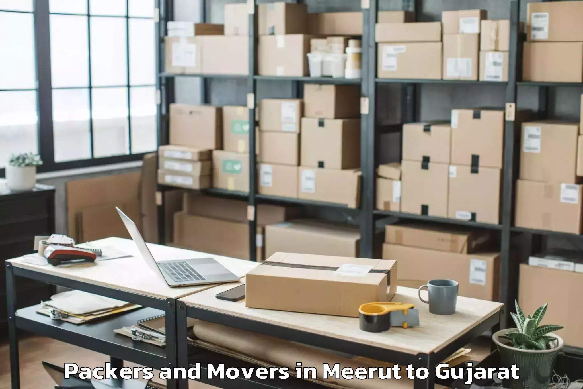 Quality Meerut to Keshod Airport Ixk Packers And Movers